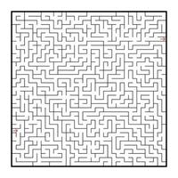 Difficult large square maze. Game for kids and adults. Puzzle for children. Labyrinth conundrum. Flat vector illustration isolated on white background.