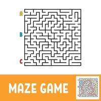 Colored square labyrinth. Game for kids. Puzzle for children. Maze conundrum. Flat vector illustration.