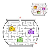 Funny maze. Game for kids. Puzzle for children. Cartoon style. Labyrinth conundrum. Color vector illustration. The development of logical and spatial thinking.