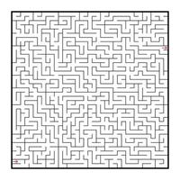 Difficult large square maze. Game for kids and adults. Puzzle for children. Labyrinth conundrum. Flat vector illustration isolated on white background.