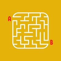 White square labyrinth. Kids worksheets. Activity page. Game puzzle for children. Find the path from a to b. Maze conundrum. Vector illustration.