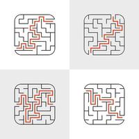 A set of mazes. Game for kids. Puzzle for children. Labyrinth conundrum. Flat vector illustration.