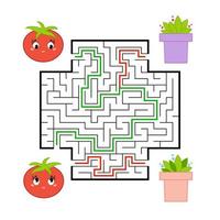 Funny maze. Game for kids. Puzzle for children. Cartoon style. Labyrinth conundrum. Color vector illustration. The development of logical and spatial thinking.