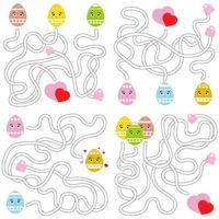 A set of mazes. Cartoon style. Visual worksheets. Activity page. Game for kids. Puzzle for children. Maze conundrum. Color vector illustration.