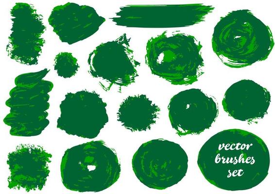 Collection of paint, ink brush strokes, brushes, blots