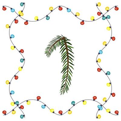 Number one from green Christmas tree branches. Festive font and frame from garland, symbol of happy New Year and Christmas, character for date decoration