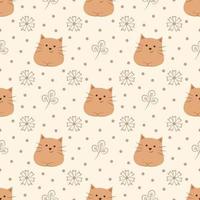 Seamless Pattern of Cute Kitten vector