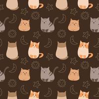 Seamless Pattern of Kitten and Sky Elements vector