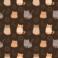 Seamless Pattern of Kitten and Sky Elements vector