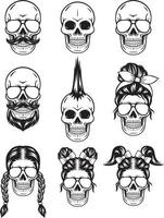 Ilustración de color negro de símbolo de silueta de cráneo vector