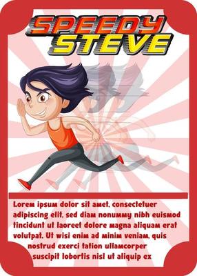 Character game card template with word Speedy Sam