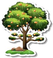 Orange tree sticker on white background vector