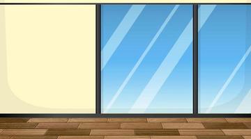 Empty room with parquet floor and sliding patio door vector