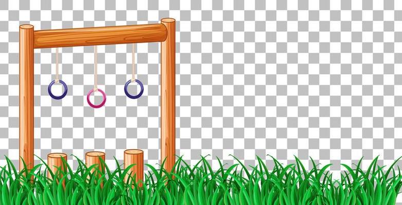 Hanging swing playground on grid background