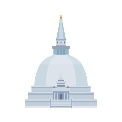 Buddhist Temple Building Composition