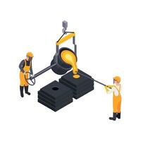 Workers Pouring Metal Composition vector