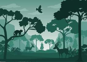 Silhouette forest landscape background vector