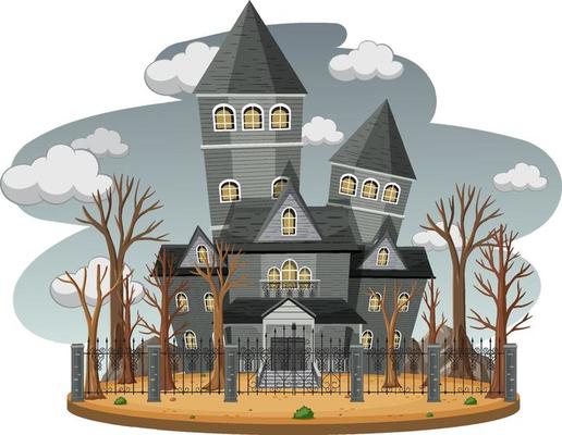 Haunted house with grey sky