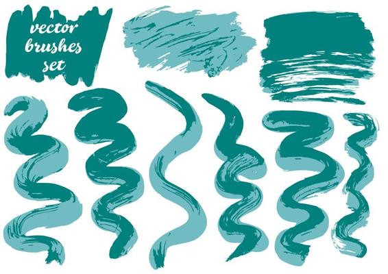 Collection of paint, ink brush strokes, brushes, blots