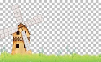 Windmill and barn on grid background vector