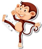Funny monkey cartoon character sticker vector
