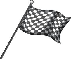 Bandera de cuadrícula en blanco y negro con poste sobre fondo blanco. vector