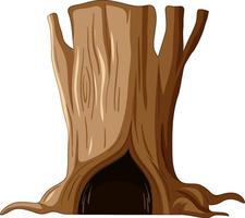 Isolated tree trunk with big hollow vector