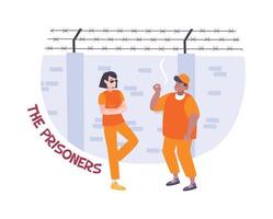 Prisoners In Yard Composition vector