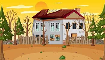 Scene with abandoned house at daytime vector