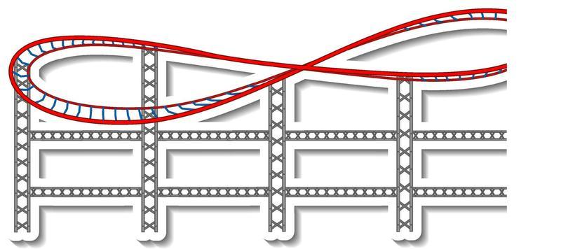 Sticker template with roller coaster at amusement park isolated