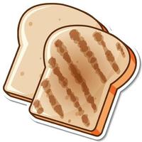 Toasted bread slice cartoon sticker vector