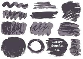 Collection of paint, ink brush strokes, brushes, blots vector