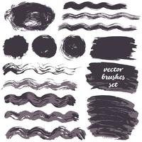 Collection of paint, ink brush strokes, brushes, blots vector