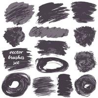 Collection of paint, ink brush strokes, brushes, blots vector