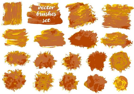 Collection of paint, ink brush strokes, brushes, blots