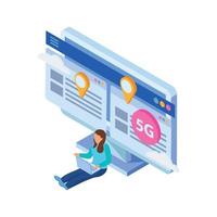 Composición de computadora de internet 5g vector