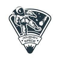 emblema espacial astronauta caminando vector
