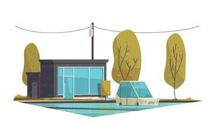 House With Car Composition vector