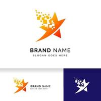 pixel motion star logo design in gradient style vector