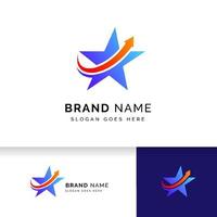 star logo design sign with arrow symbol in the middle. star vector icon
