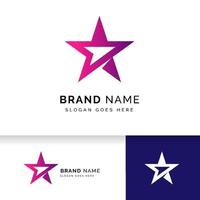 star logo design sign with arrow symbol in the middle. star vector icon