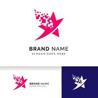 pixel star logo design template vector