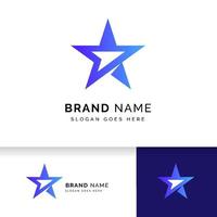 Signo de diseño de logotipo estrella con símbolo de flecha en el medio. icono de vector de estrella