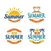 Emblemas de verano con palmeras para símbolo de signo emblema y pegatina vector