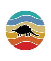 Plantilla de diseño de puesta de sol retro de dinosaurios vector