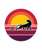 Panther Retro Sunset Design template vector