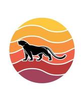 Panther Retro Sunset Design template vector