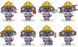 Cute cartoon of Koala being a handyman with big tools. vector