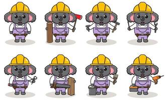 Koala Cute Handyman set 0 vector