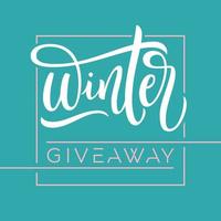 Giveaway banner for winter contests in social media. Vector template for banner, poster, flyer, ad, print design. Modern brush calligraphy. Vector illustration.